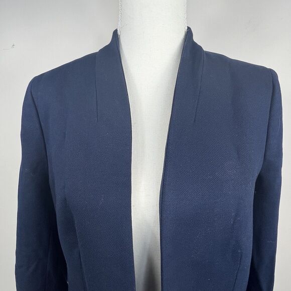 J Crew Navy Blue Open Front Blazer Jacket Size 8 Collarless - Picture 2 of 12
